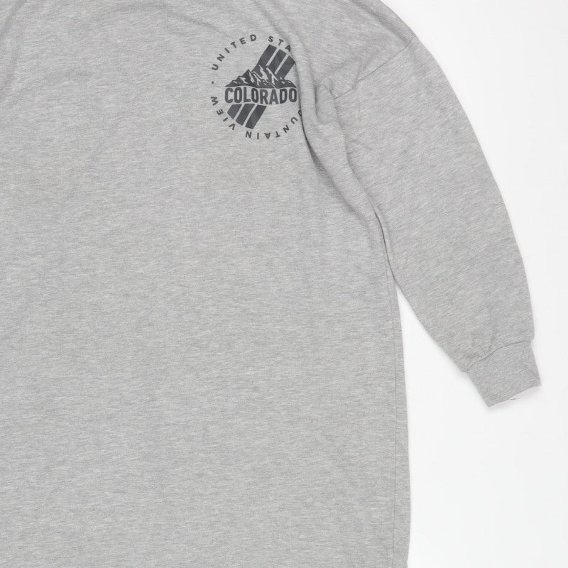 Nobody Way Women Grey M Jumper Dress Colorado Graphic Long Sleeve