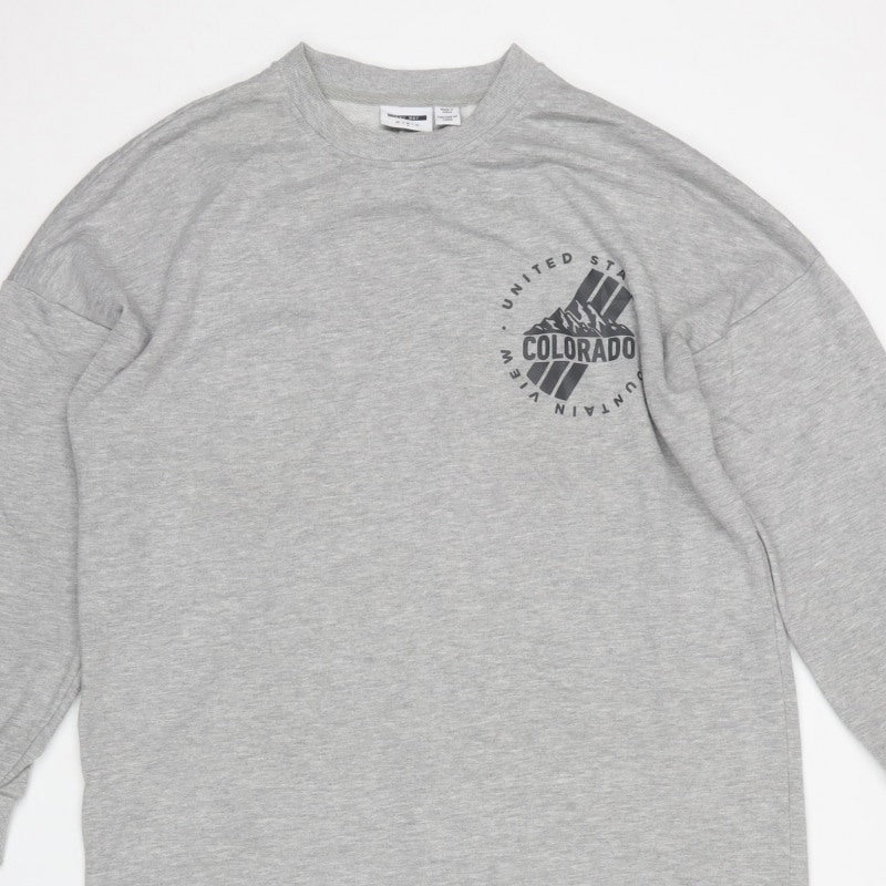 Nobody Way Women Grey M Jumper Dress Colorado Graphic Long Sleeve