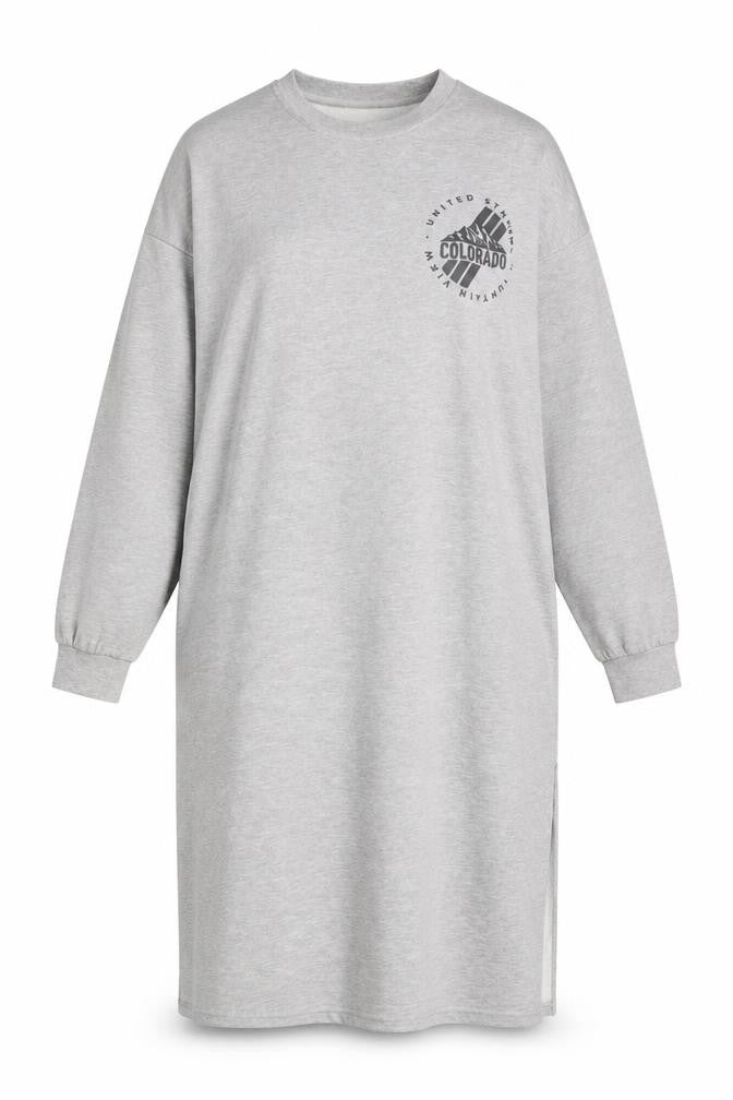 Nobody Way Women Grey M Jumper Dress Colorado Graphic Long Sleeve
