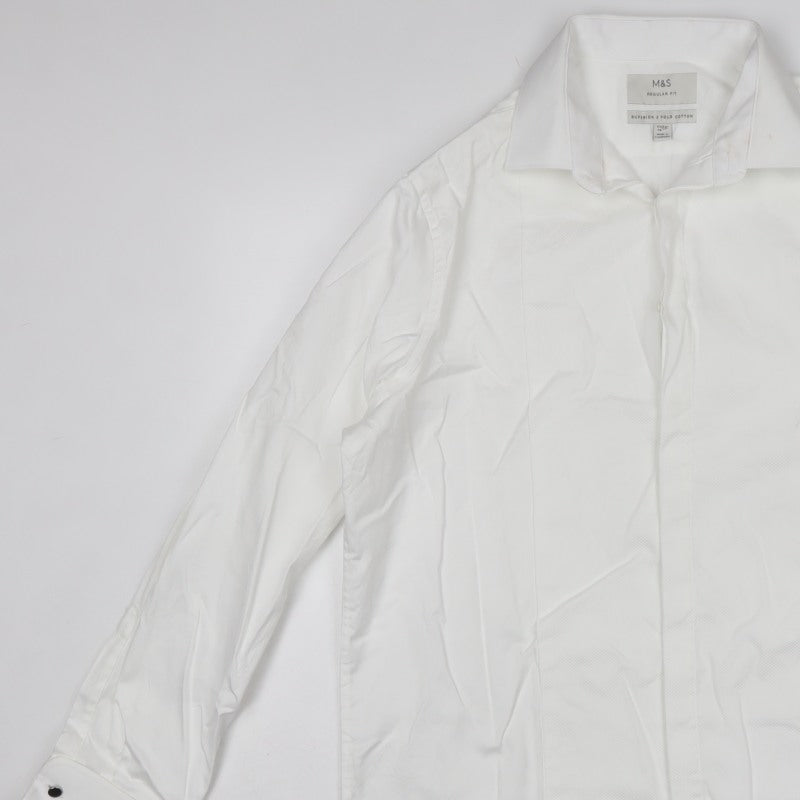 Marks and Spencer Men’s White 16.5 Regular Fit Cotton Formal Dress Shirt