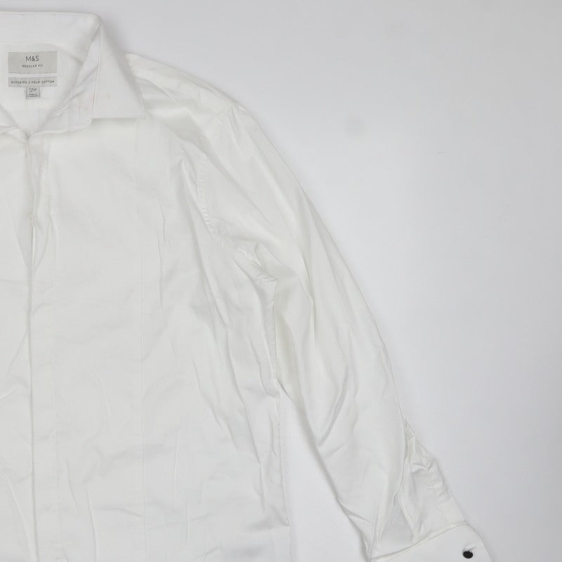 Marks and Spencer Men’s White 16.5 Regular Fit Cotton Formal Dress Shirt