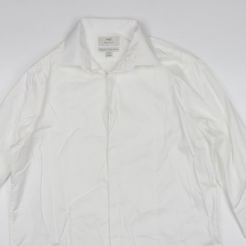 Marks and Spencer Men’s White 16.5 Regular Fit Cotton Formal Dress Shirt