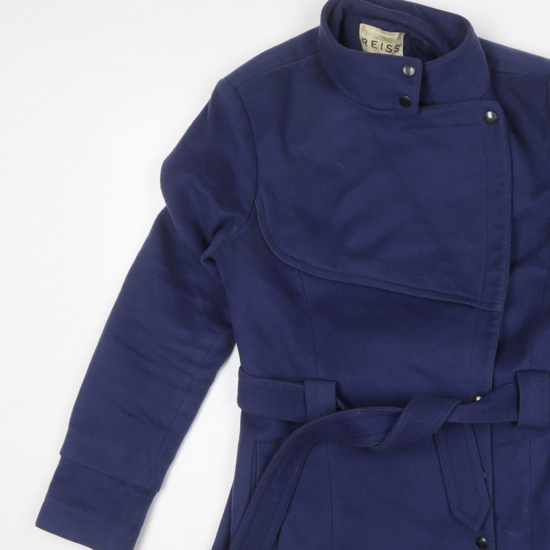 Reiss Women's Blue L Wool Cashmere Military Belted Jacket