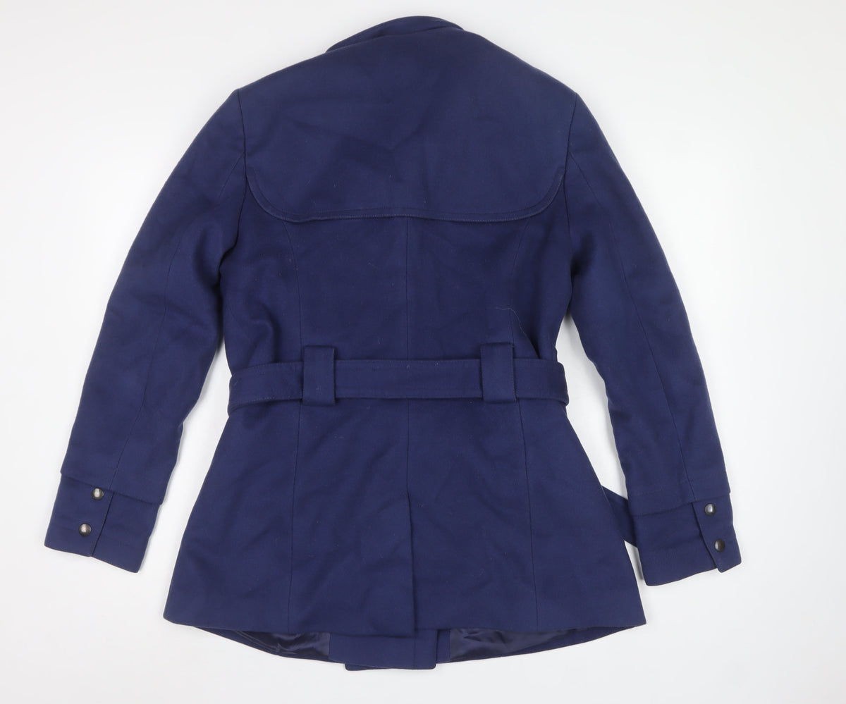 Reiss Women's Blue L Wool Cashmere Military Belted Jacket