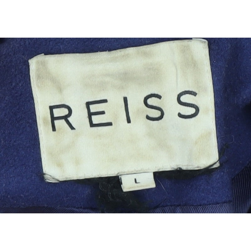 Reiss Women's Blue L Wool Cashmere Military Belted Jacket