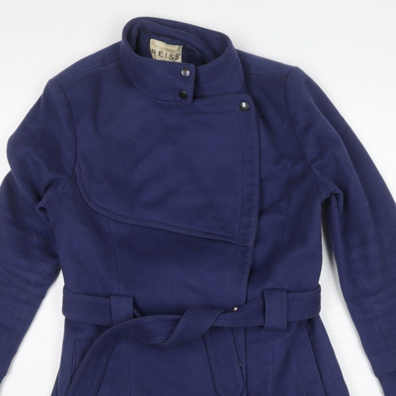 Reiss Women's Blue L Wool Cashmere Military Belted Jacket