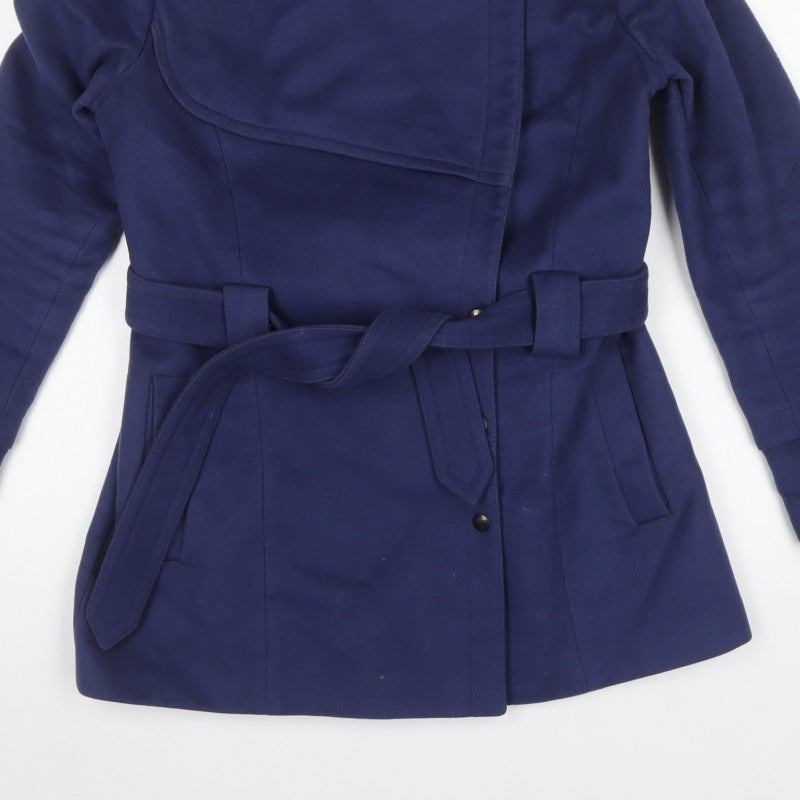 Reiss Women's Blue L Wool Cashmere Military Belted Jacket