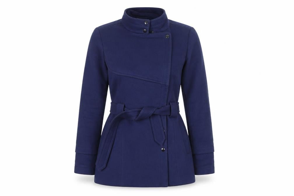 Reiss Women's Blue L Wool Cashmere Military Belted Jacket