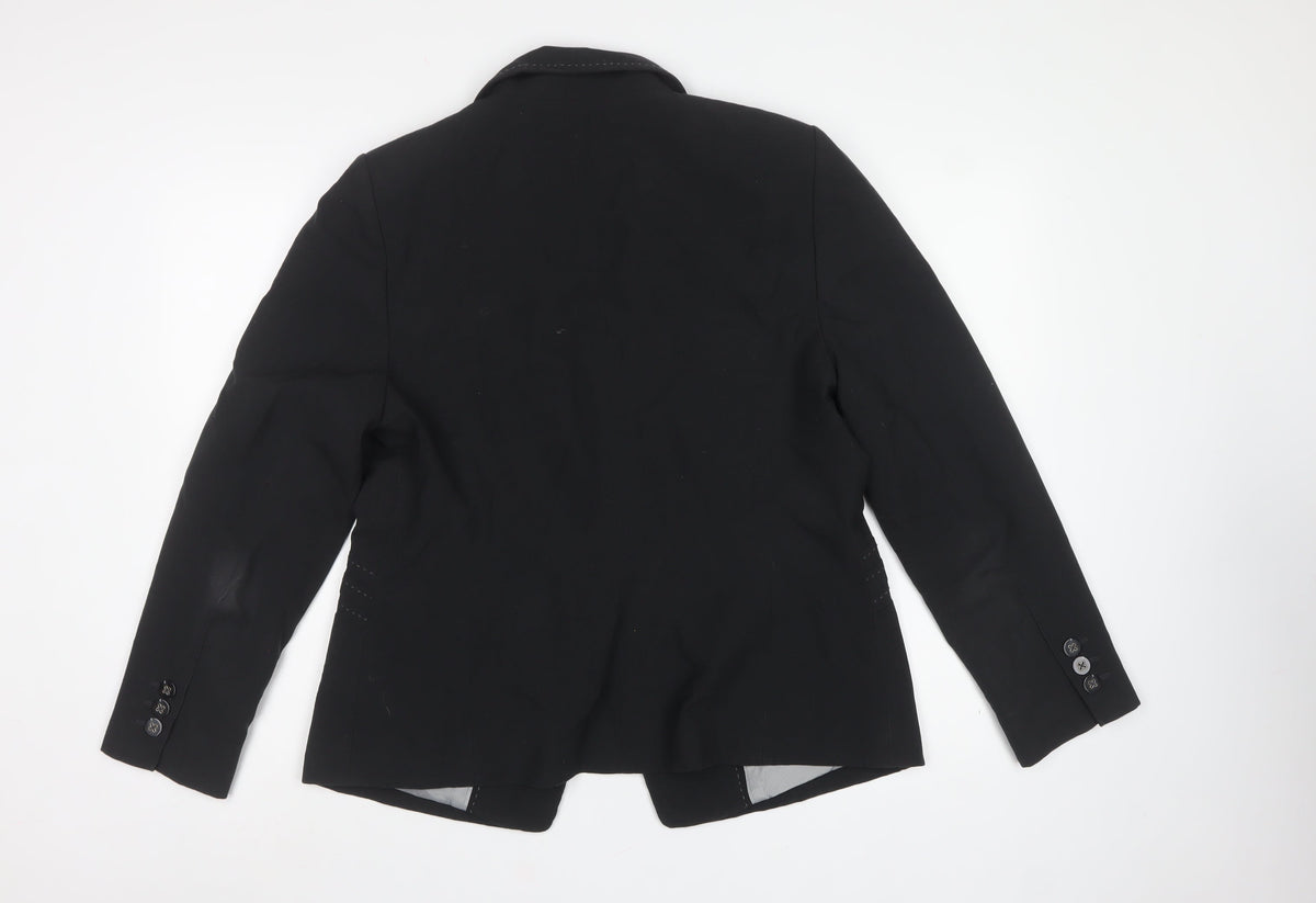 Marks and Spencer Women Black UK 16 Tailored Single-Breasted Blazer