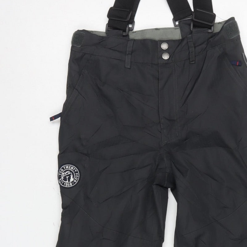 Tog24 Boys Black Ski Snow Pants Braces 7 Years Insulated