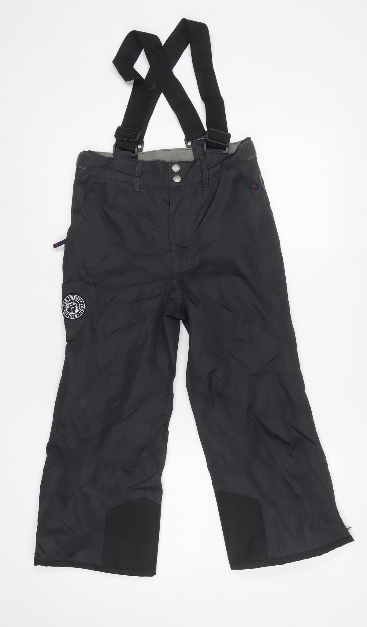 Tog24 Boys Black Ski Snow Pants Braces 7 Years Insulated