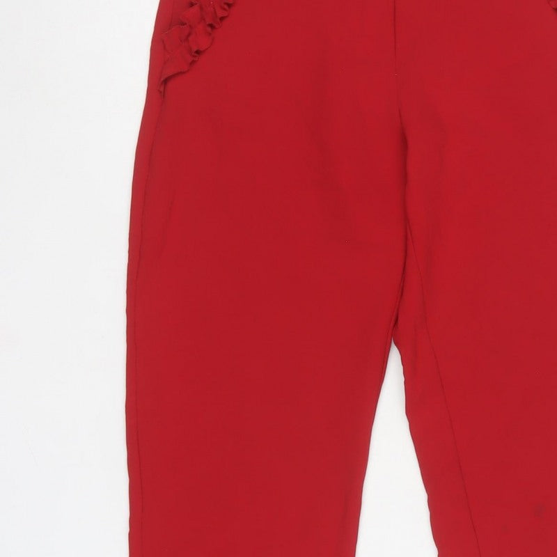 River Island Women’s Red Size 6 High Rise Ruffle Trousers