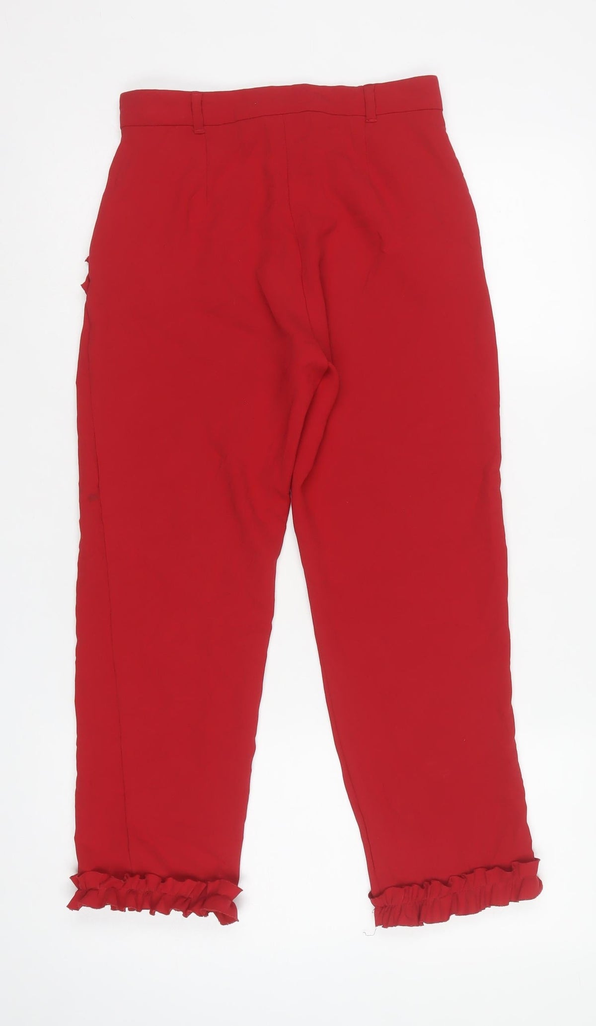 River Island Women’s Red Size 6 High Rise Ruffle Trousers