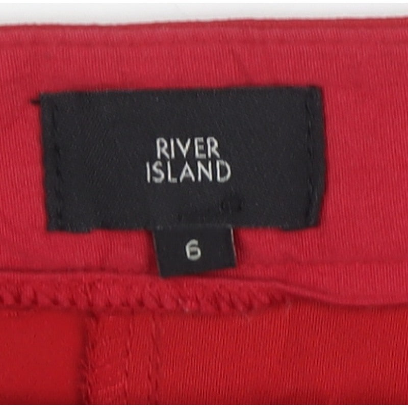 River Island Women’s Red Size 6 High Rise Ruffle Trousers