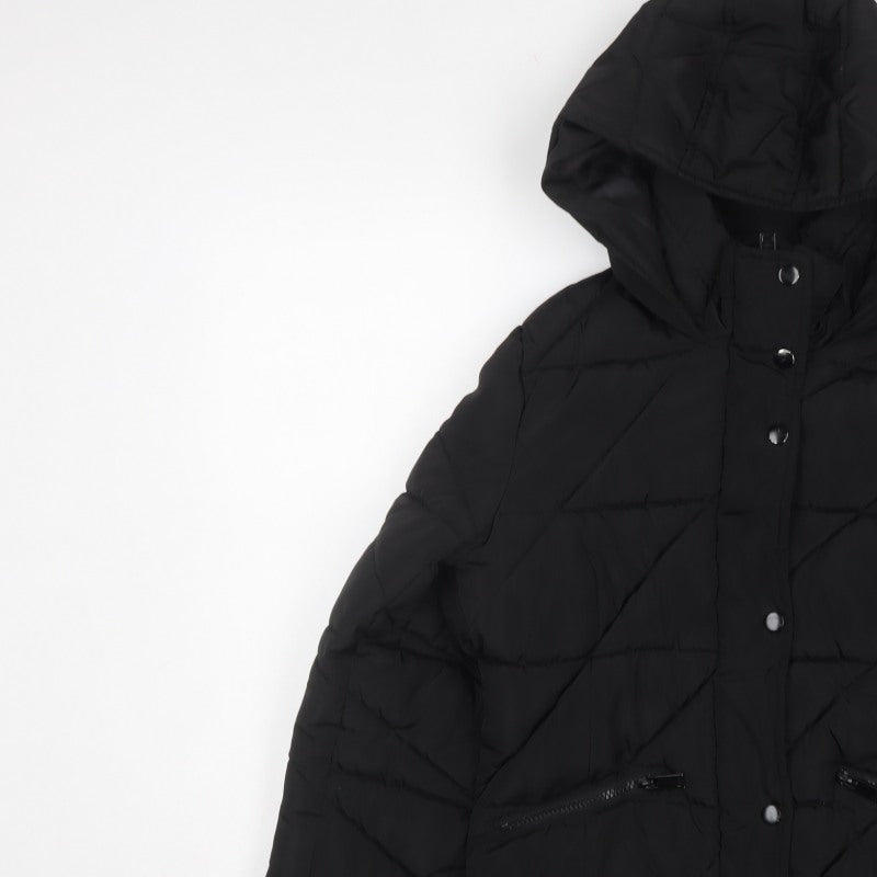 New Look 915 Girls Black 12-13 Years Hooded Quilted Puffer Jacket