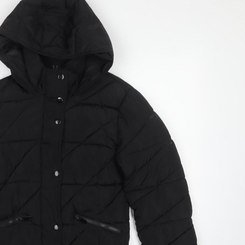 New Look 915 Girls Black 12-13 Years Hooded Quilted Puffer Jacket