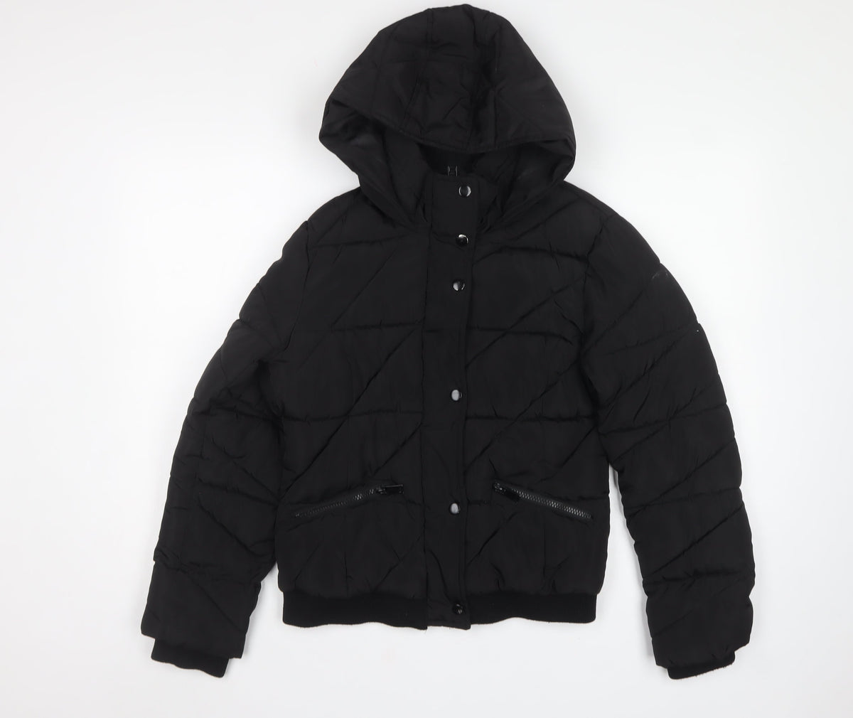 New Look 915 Girls Black 12-13 Years Hooded Quilted Puffer Jacket