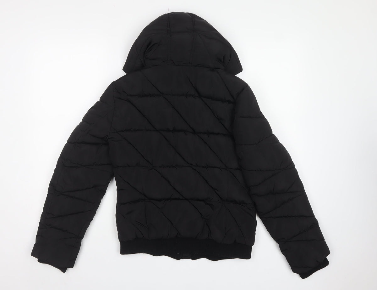 New Look 915 Girls Black 12-13 Years Hooded Quilted Puffer Jacket
