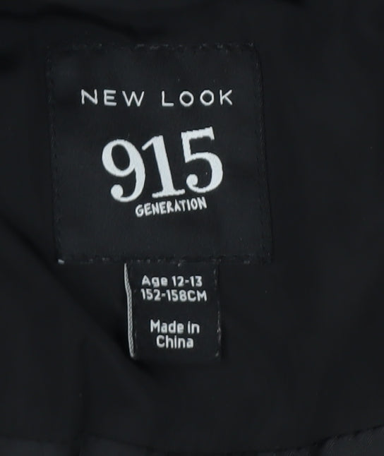 New Look 915 Girls Black 12-13 Years Hooded Quilted Puffer Jacket