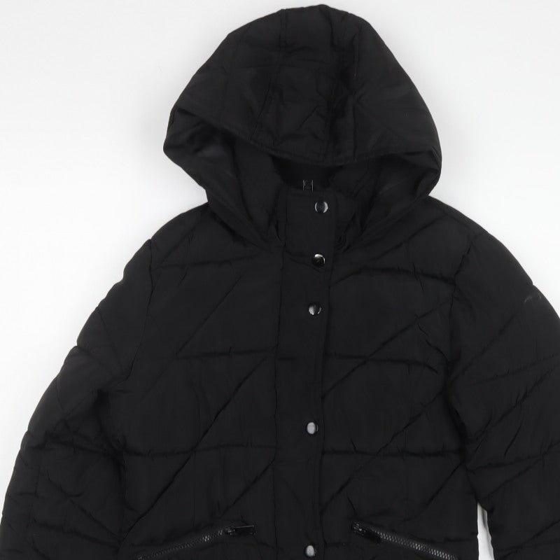 New Look 915 Girls Black 12-13 Years Hooded Quilted Puffer Jacket