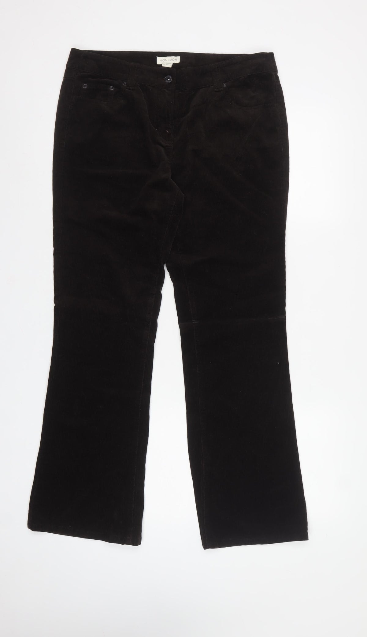 Monsoon Women Black UK 12 Short Corduroy Bootcut Trousers