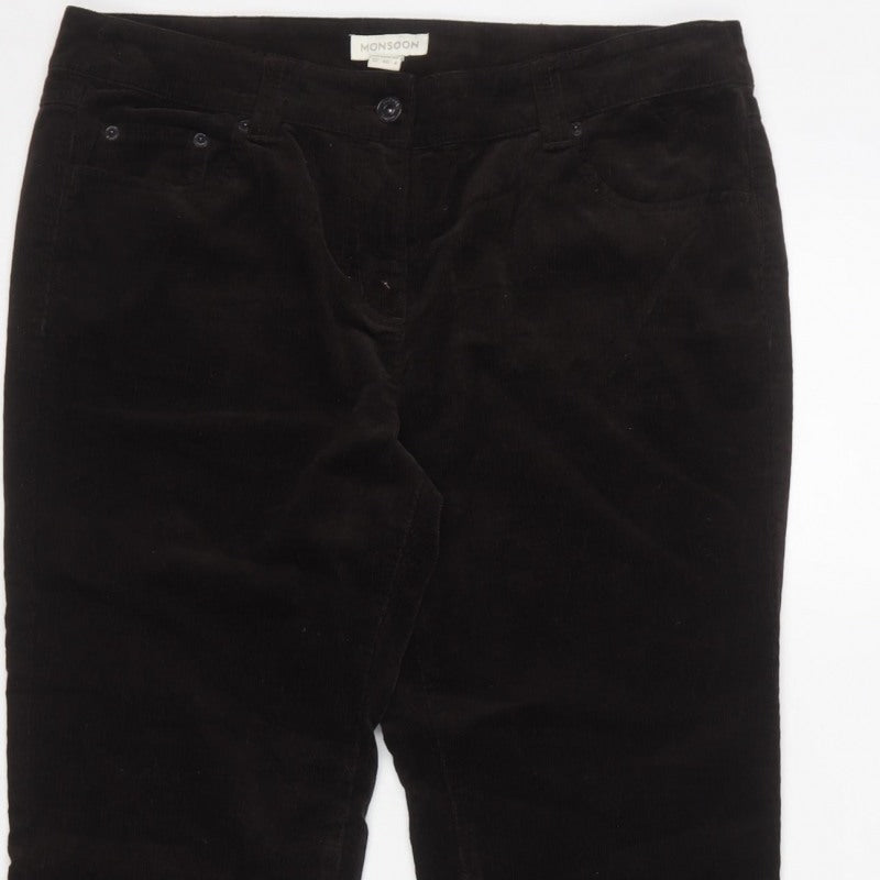 Monsoon Women Black UK 12 Short Corduroy Bootcut Trousers