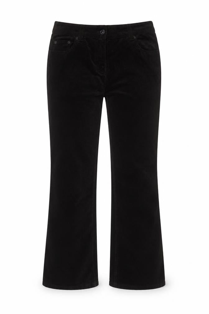 Monsoon Women Black UK 12 Short Corduroy Bootcut Trousers