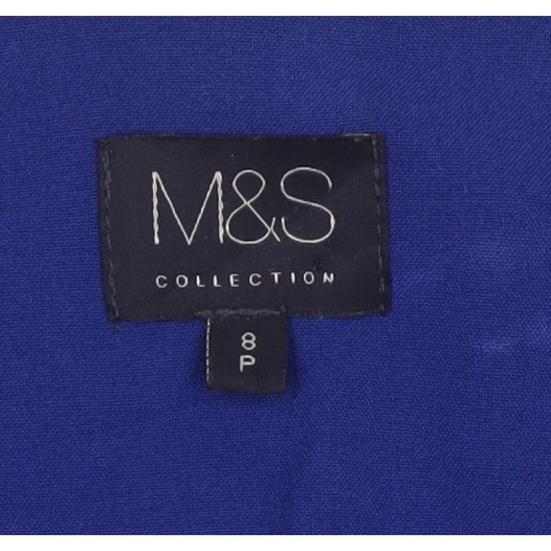Marks & Spencer Women Blue UK 8 Petite Tailored Collarless Blazer