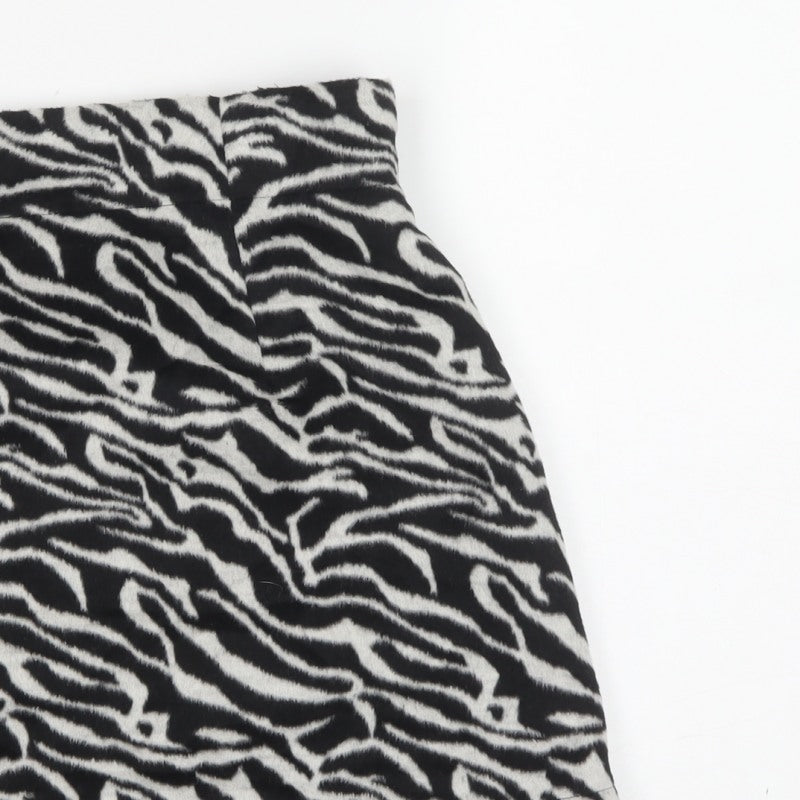Forever Unique Women Black Zebra Print A-Line Mini Skirt UK 16