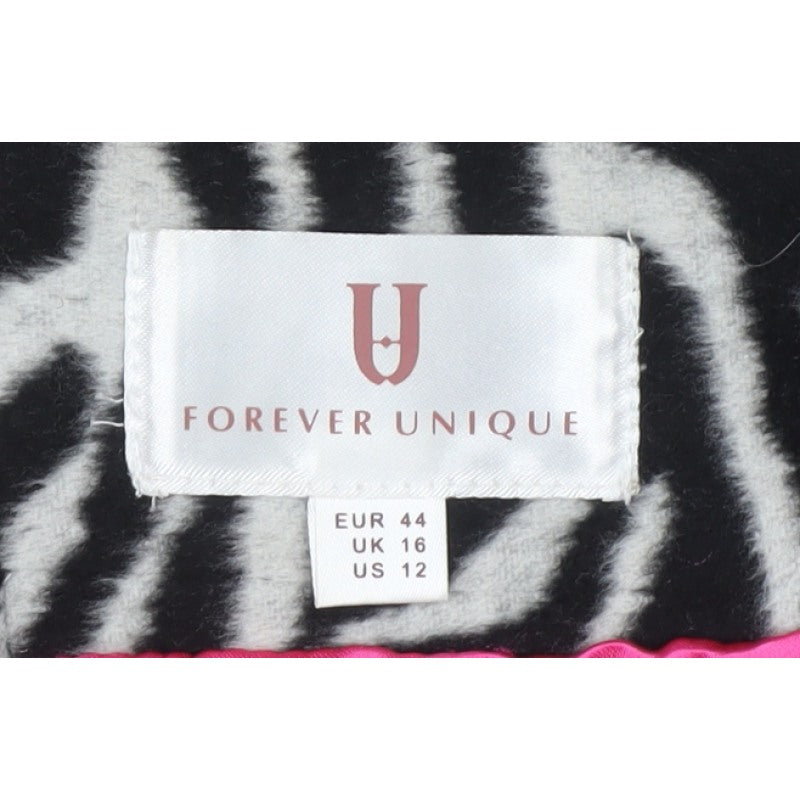 Forever Unique Women Black Zebra Print A-Line Mini Skirt UK 16