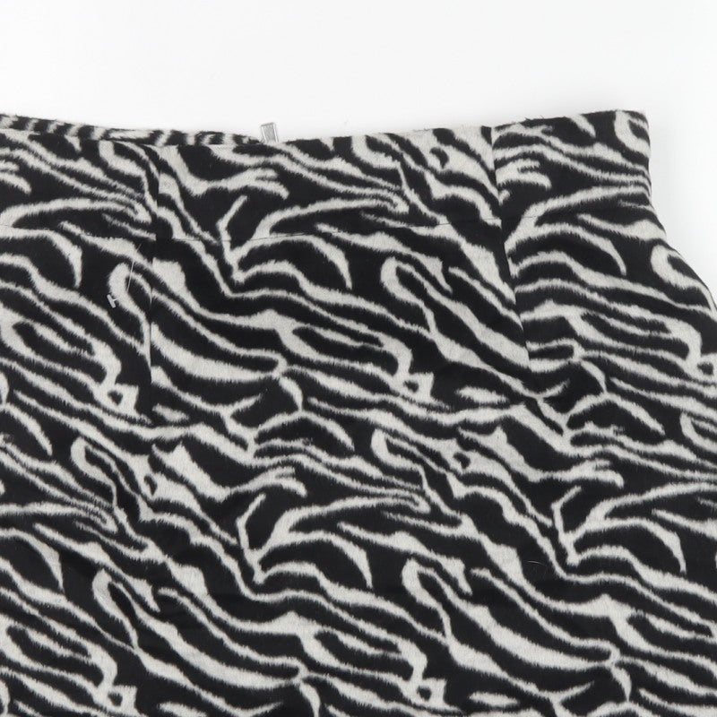 Forever Unique Women Black Zebra Print A-Line Mini Skirt UK 16