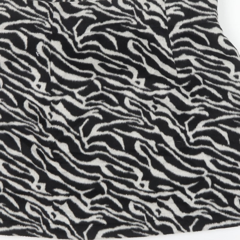Forever Unique Women Black Zebra Print A-Line Mini Skirt UK 16