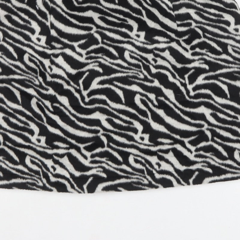 Forever Unique Women Black Zebra Print A-Line Mini Skirt UK 16