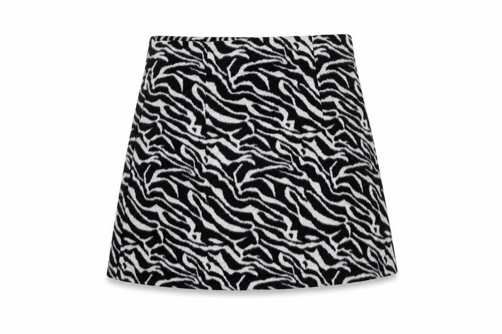 Forever Unique Women Black Zebra Print A-Line Mini Skirt UK 16