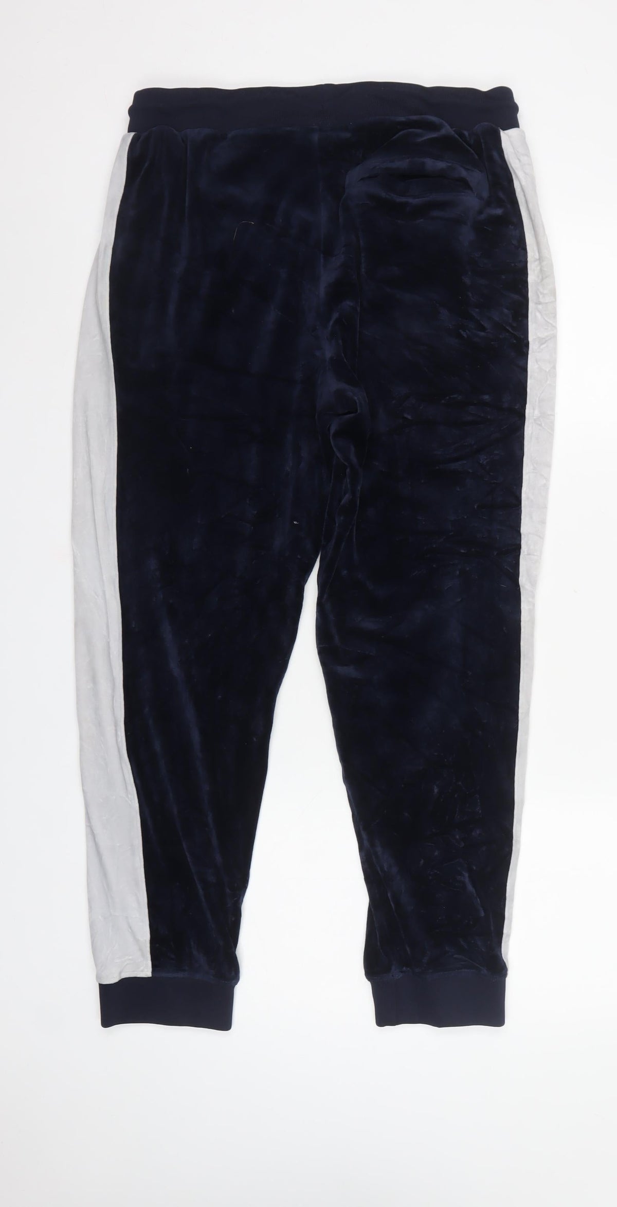 FILA Men’s Blue Velour Joggers L Logo Side Stripe Drawstring