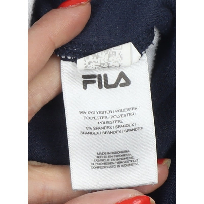 FILA Men’s Blue Velour Joggers L Logo Side Stripe Drawstring