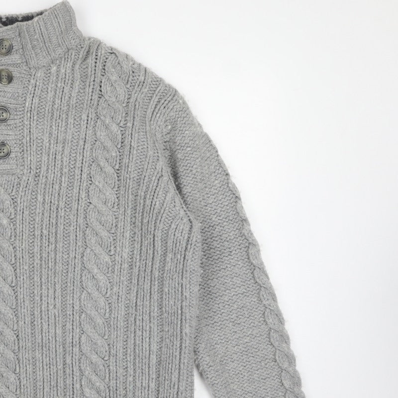 Rocha John Rocha Men’s Grey XL Cable Knit High Neck Henley Jumper