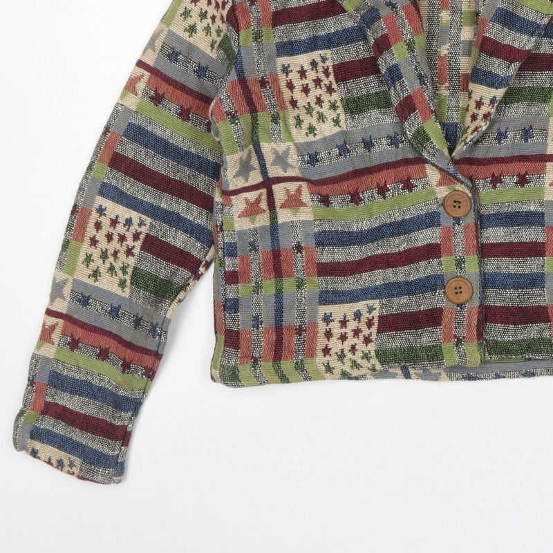 New Identity Women’s Multicoloured S Cropped Geometric Cotton Jacket