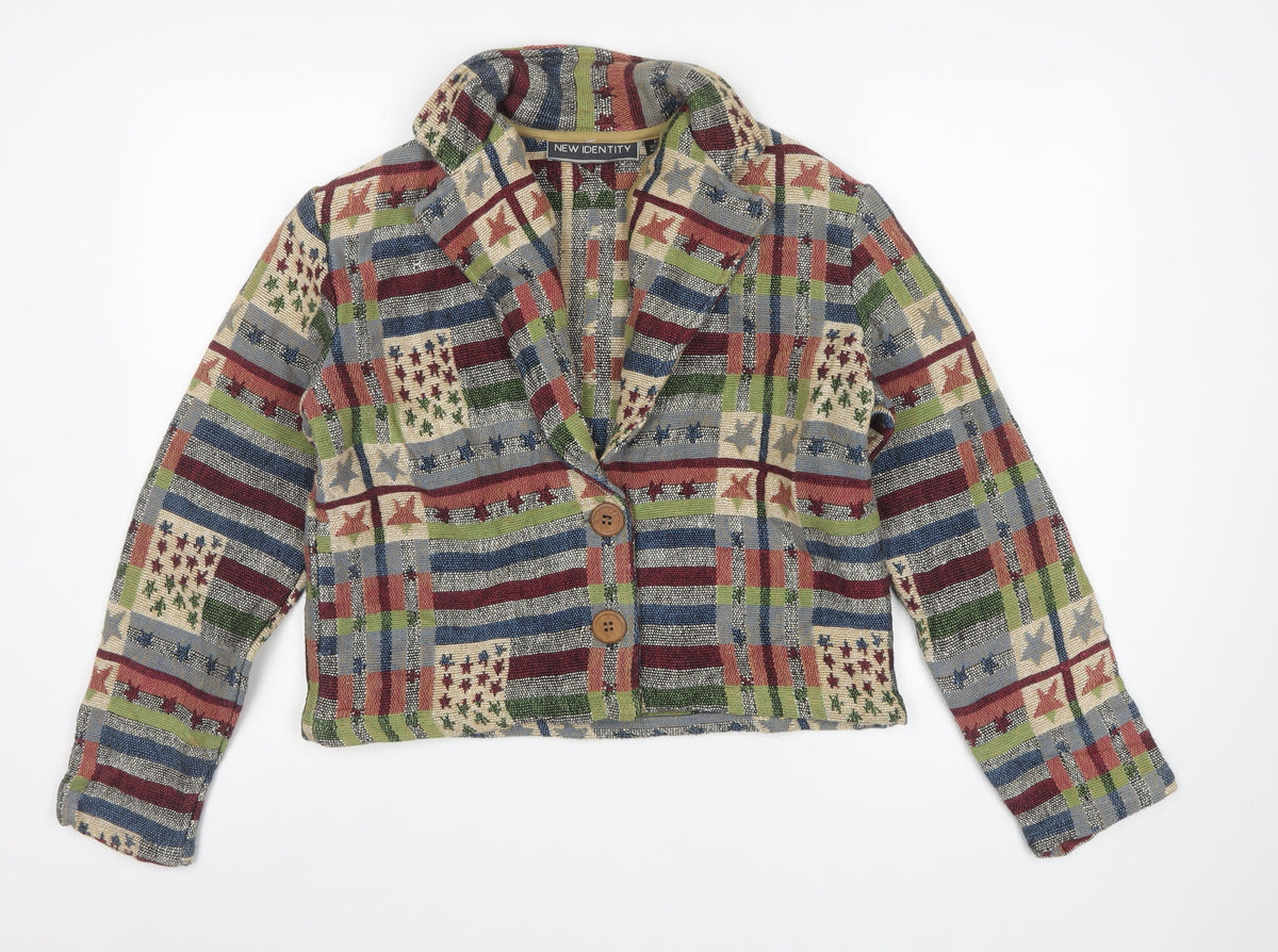 New Identity Women’s Multicoloured S Cropped Geometric Cotton Jacket