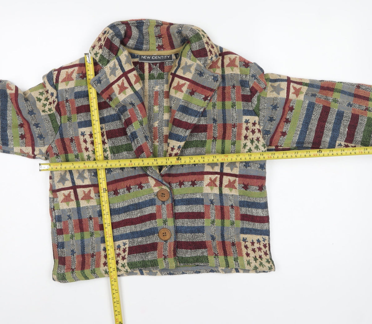 New Identity Women’s Multicoloured S Cropped Geometric Cotton Jacket