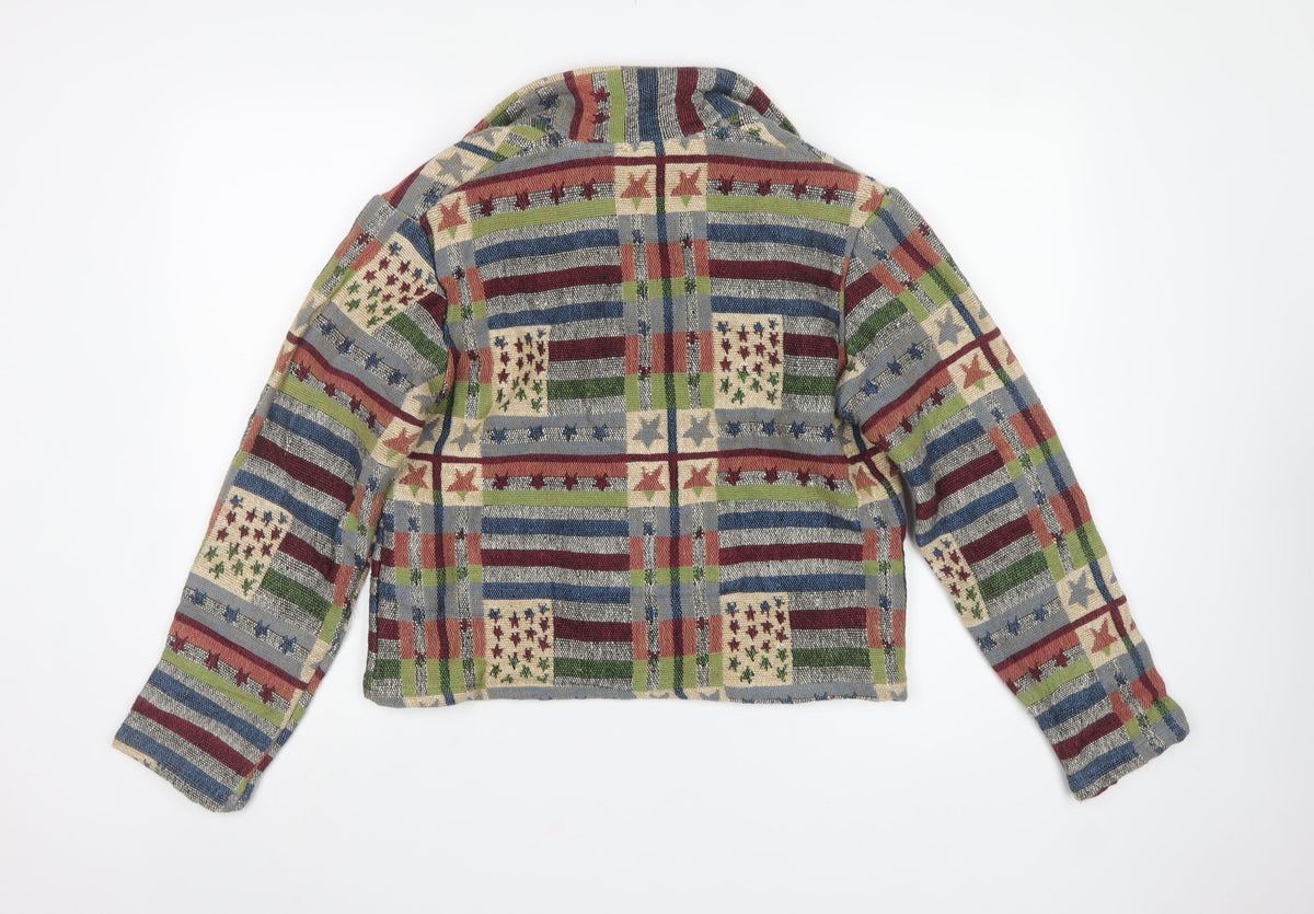New Identity Women’s Multicoloured S Cropped Geometric Cotton Jacket
