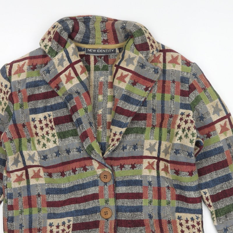 New Identity Women’s Multicoloured S Cropped Geometric Cotton Jacket