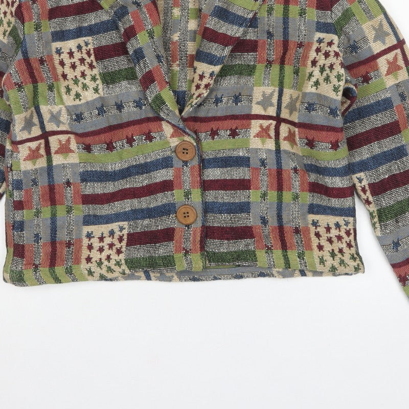 New Identity Women’s Multicoloured S Cropped Geometric Cotton Jacket