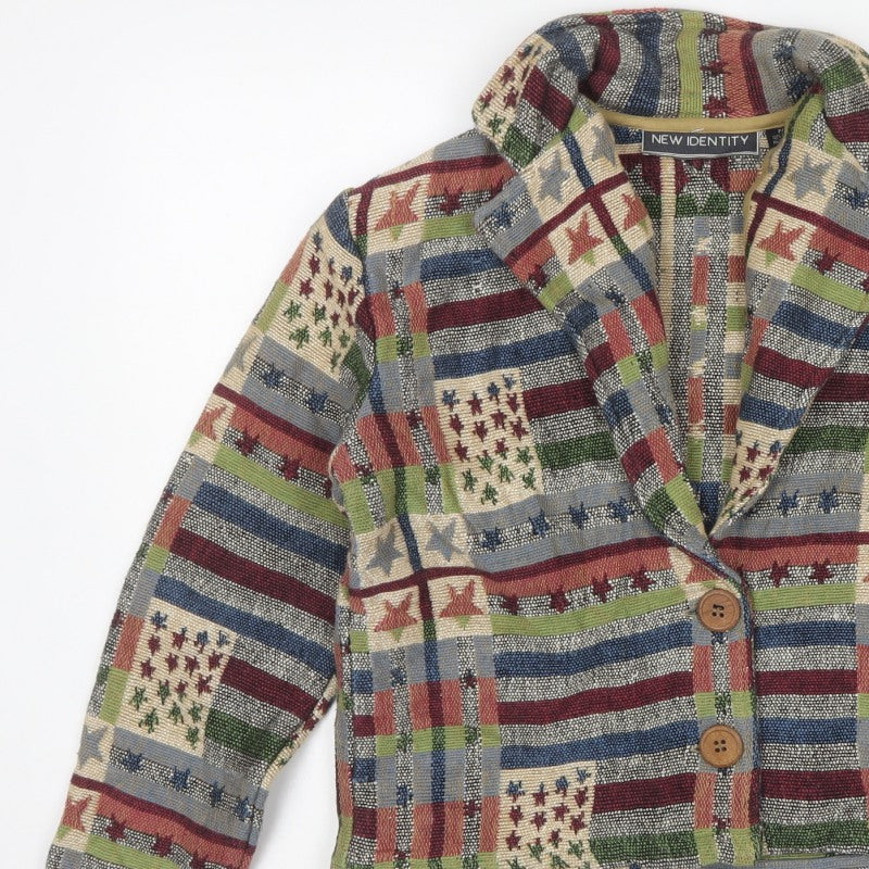 New Identity Women’s Multicoloured S Cropped Geometric Cotton Jacket