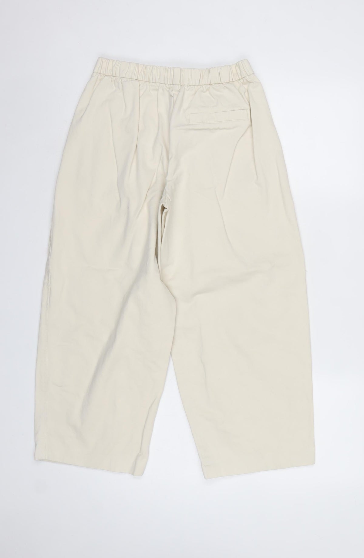 Marks and Spencer Women Ivory UK 10 Short Wide-Leg Cotton Trousers