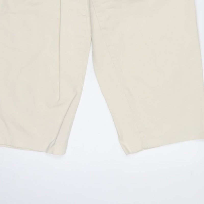 Marks and Spencer Women Ivory UK 10 Short Wide-Leg Cotton Trousers