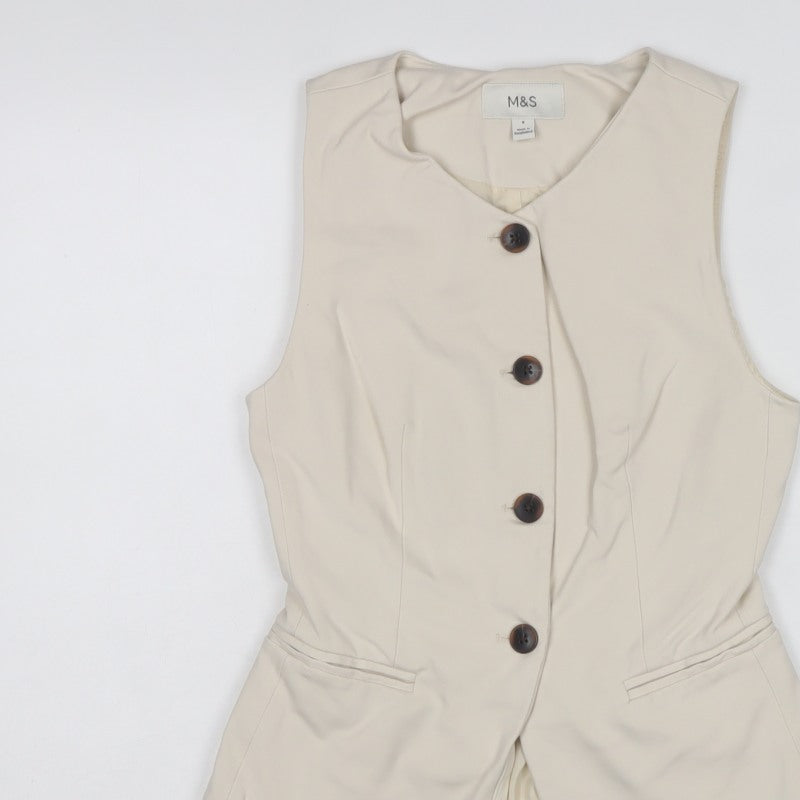 Marks and Spencer Women Ivory UK 8 Tailored Lined Suit Waistcoat