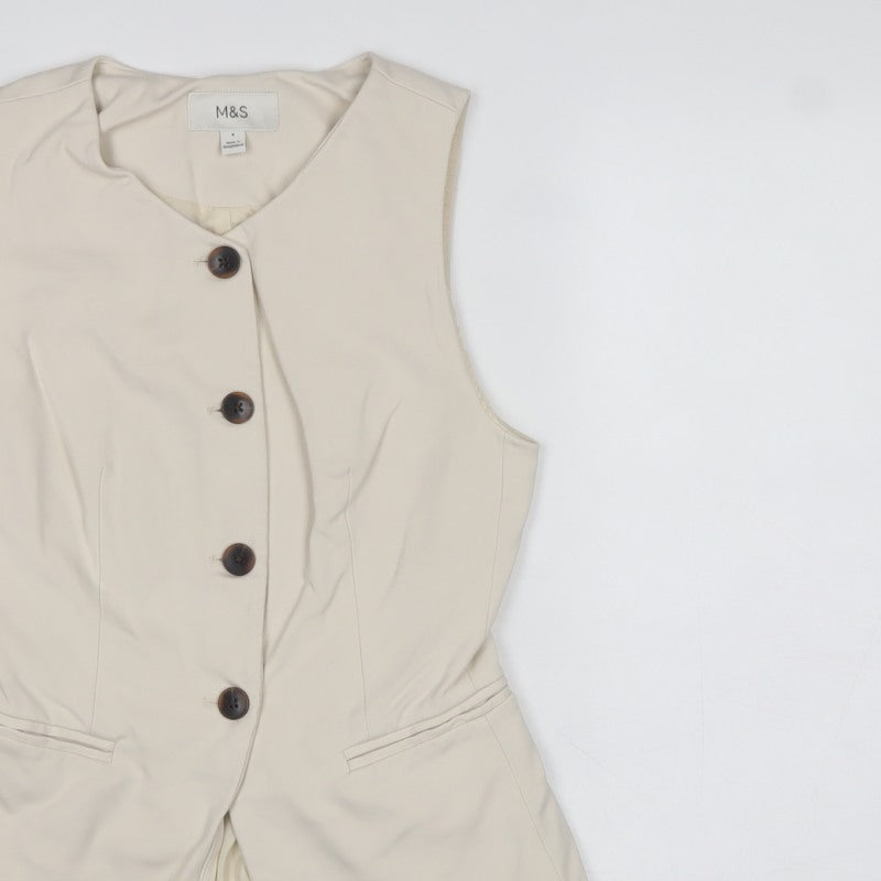 Marks and Spencer Women Ivory UK 8 Tailored Lined Suit Waistcoat