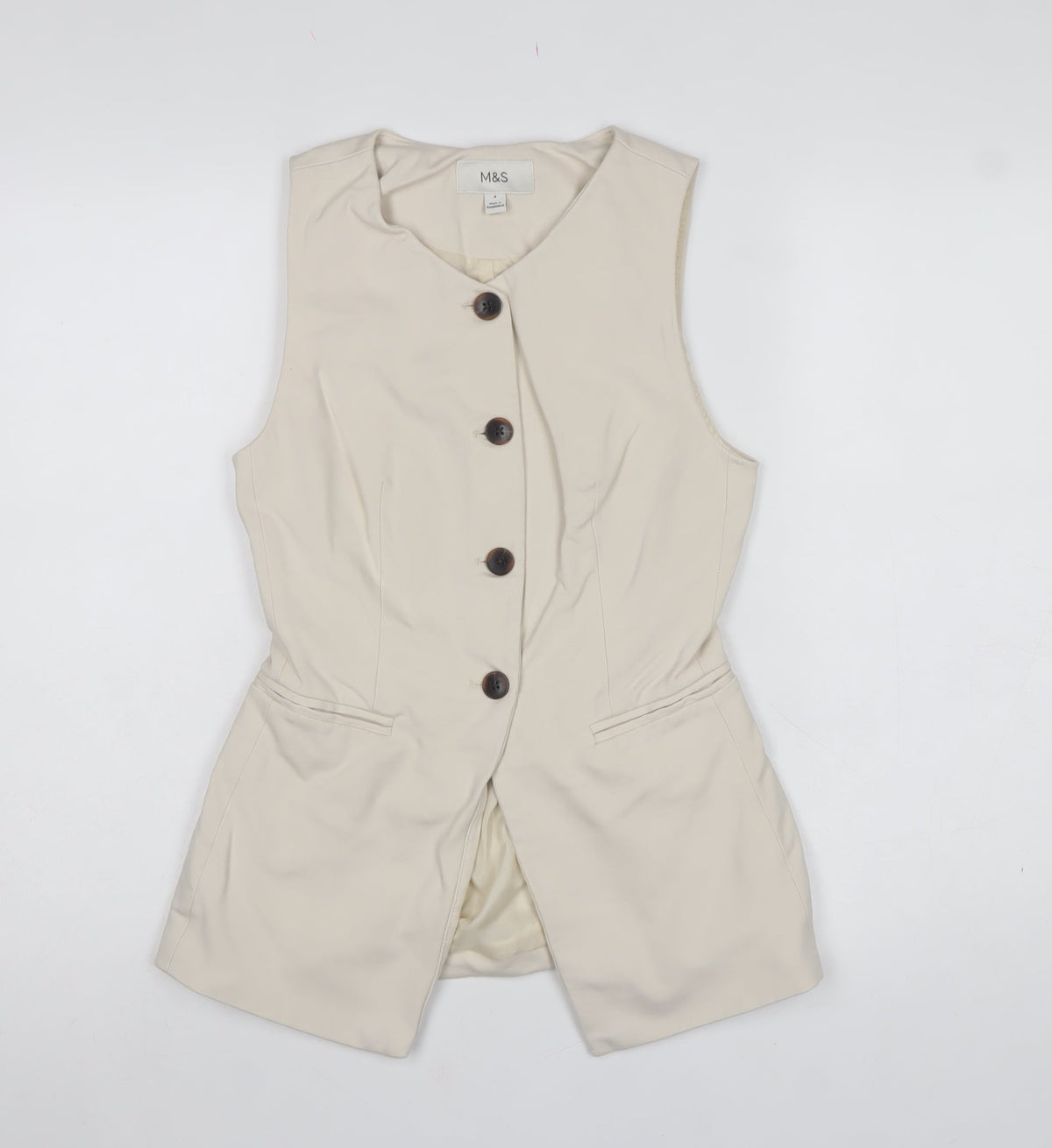 Marks and Spencer Women Ivory UK 8 Tailored Lined Suit Waistcoat