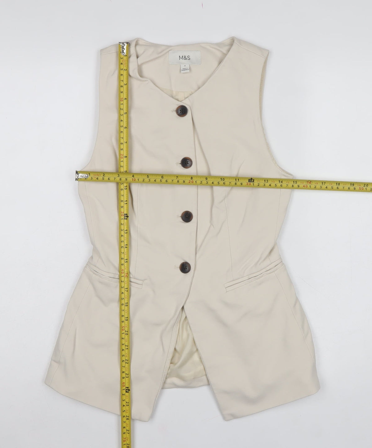 Marks and Spencer Women Ivory UK 8 Tailored Lined Suit Waistcoat